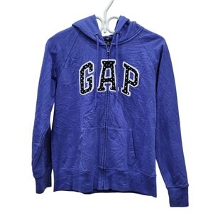2/$20 GAP Blue & White Classic Logo Zip Up Hoodie Jacket Size: M